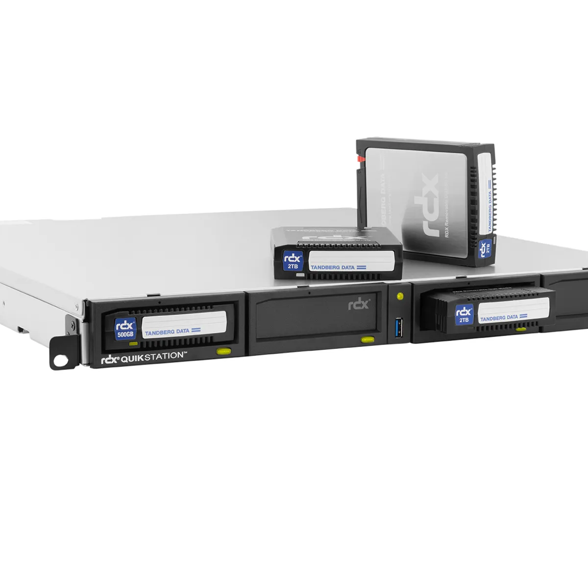 Tandberg Data O-T RDX QuikStation 4 RM, 4 baies, 4 x 1 Go Ethernet, baie de lecteur amovible, montage en rack 1U — image produit 3